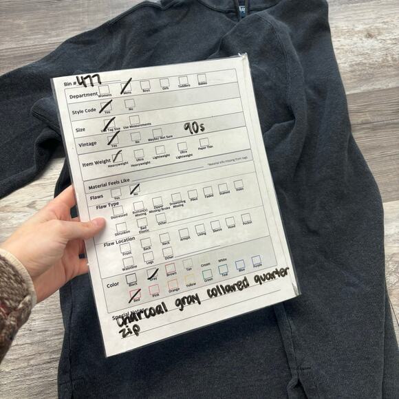 Vintage 90s Polo Ralph Lauren Charcoal Gray Men L Pony 1/4 Zip Mock Neck Sweater - Picture 8 of 8